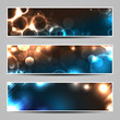 Three banners with bokeh lights and blurs