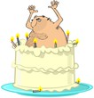 Naked Man Jumping From A Cake
