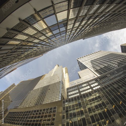 Photo: Fisheye upward view of New York City Skyscrapers Fisheye upward view of New York City Skyscrapers