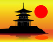 silhouette of a pagoda
