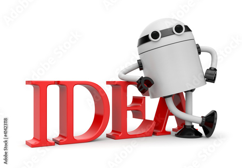 Illustration: Robot leaning on idea Robot leaning on idea