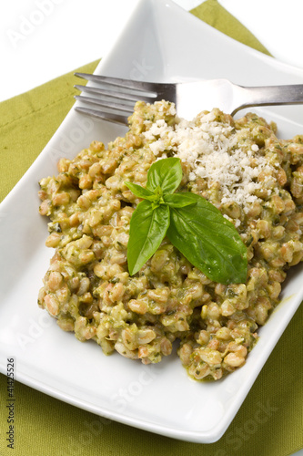 Photo: spelt with pesto sauce spelt with pesto sauce