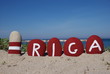Riga, capital of Latvia. on  colourful pebbles