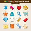 Vector Hand Draw Blog And Social Media Icon Set Vector Hand Draw Blog And Social Media Icon Set