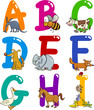 Vettoriale: Cartoon Alphabet with Animals Cartoon Alphabet with Animals