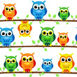 Seamless owls on tree branch Seamless owls on tree branch