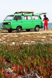 Surfer with his retro van