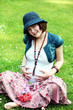 Expecting young happy woman