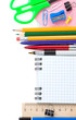 back to school and school accessories on white back to school and school accessories on white