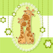 A beautiful card with two giraffes