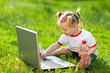 little girl with laptop