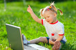 little girl with laptop