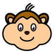 Cartoon character monkey smiling face web user avatar or icon Cartoon character monkey smiling face web user avatar or icon