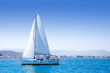 Photo: sailboat sailing in Mediterranean sea in Denia sailboat sailing in Mediterranean sea in Denia