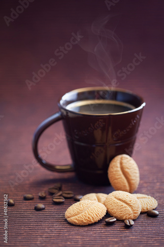 Photo: Cookies and cup coffee Cookies and cup coffee
