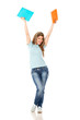 canvas print picture - Happy female student isolated