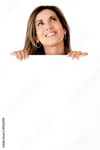 Photo: Woman with banner Woman with banner
