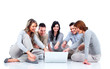 Group of people with laptop computer.