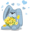 Blue rabbit with daisy flowers Blue rabbit with daisy flowers
