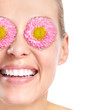 Beautiful woman face with flower. Beautiful woman face with flower.