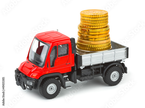 Photo: Toy truck with money Toy truck with money