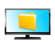 Monitor mit gelbem Ordner