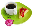 A cup of coffe with cheese cake A cup of coffe with cheese cake