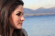 The happy young woman by the sea The happy young woman by the sea