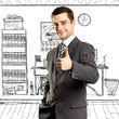 Business Man Shows Well Done Business Man Shows Well Done