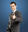 Business Man Shows Well Done Business Man Shows Well Done