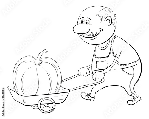 Vector: Men driven truck with pumpkin Men driven truck with pumpkin