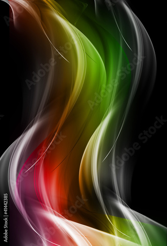 Illustration: Colourful wave on dark background Colourful wave on dark background