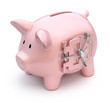 Piggy bank with vault door Piggy bank with vault door