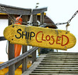 Old wood notice board/Ship closed