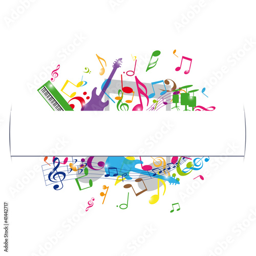 Vector: musique avec cadre central sur fond blanc musique avec cadre central sur fond blanc