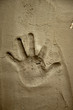 hand print on cement mortar wall