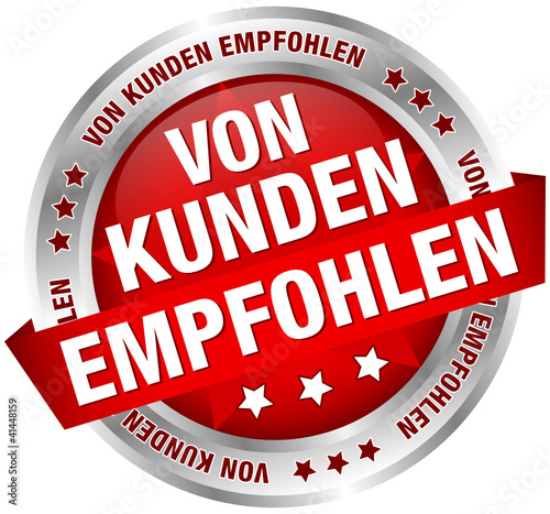 Vektor: Button Banner "Von Kunden empfohlen" rot/silber Button Banner "Von Kunden empfohlen" rot/silber