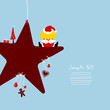 Angel Sitting On Red Star & Symbols Blue