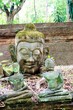 Ancient Head Buddha statue in Wat Umong at Chiangmai, TH.