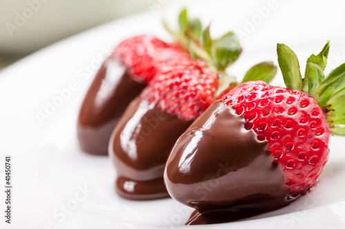 Photo: Strawberries with melted Chocolate Strawberries with melted Chocolate