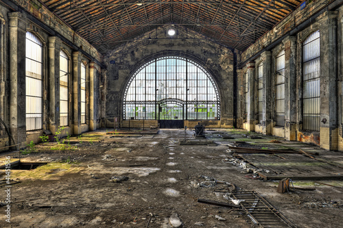 Photo: Beautiful glass wall inside the hall of an abandoned coal mine Beautiful glass wall inside the hall of an abandoned coal mine