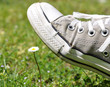 chaussure écrasant une fleur