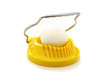 Boiled egg in the egg slicer.