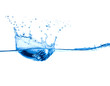 "blue water splash isolated on white background"