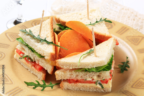 Photo: Vegetable Sandwiches and crisps Vegetable Sandwiches and crisps