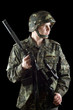 Soldier grasping a gun