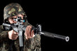 Armed man taking aim