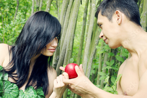 Photo: Adam, Eve and apple Adam, Eve and apple