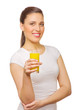 Young girl with fruit juice