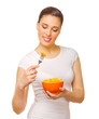 Young girl with fruit salad